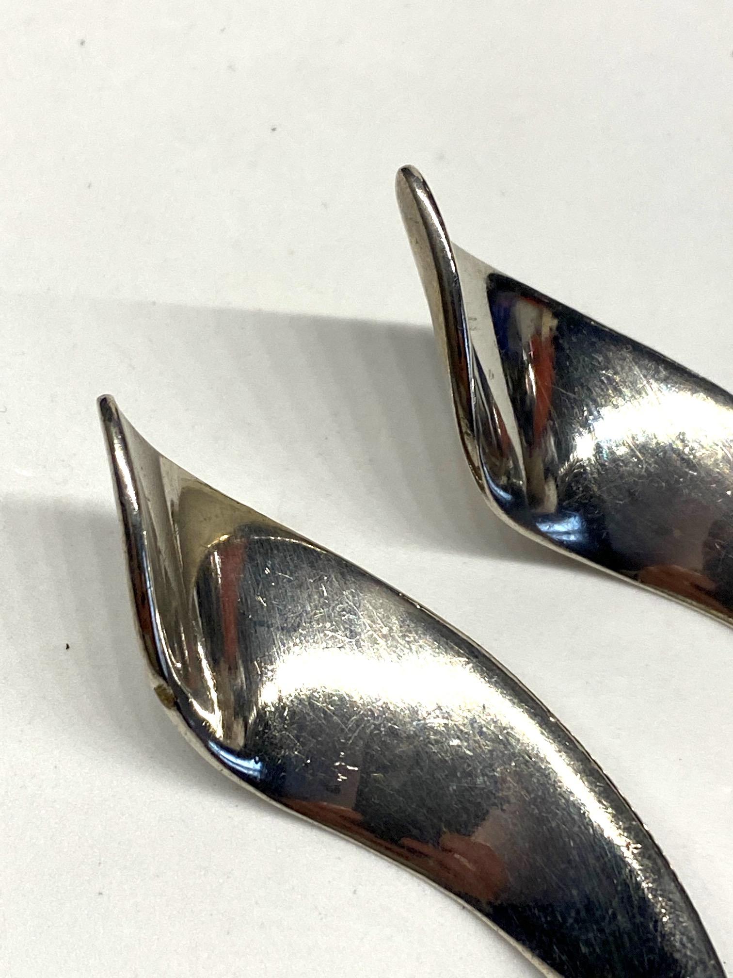  Pair of 1990s Abstract Sterling Silver Brooches 1