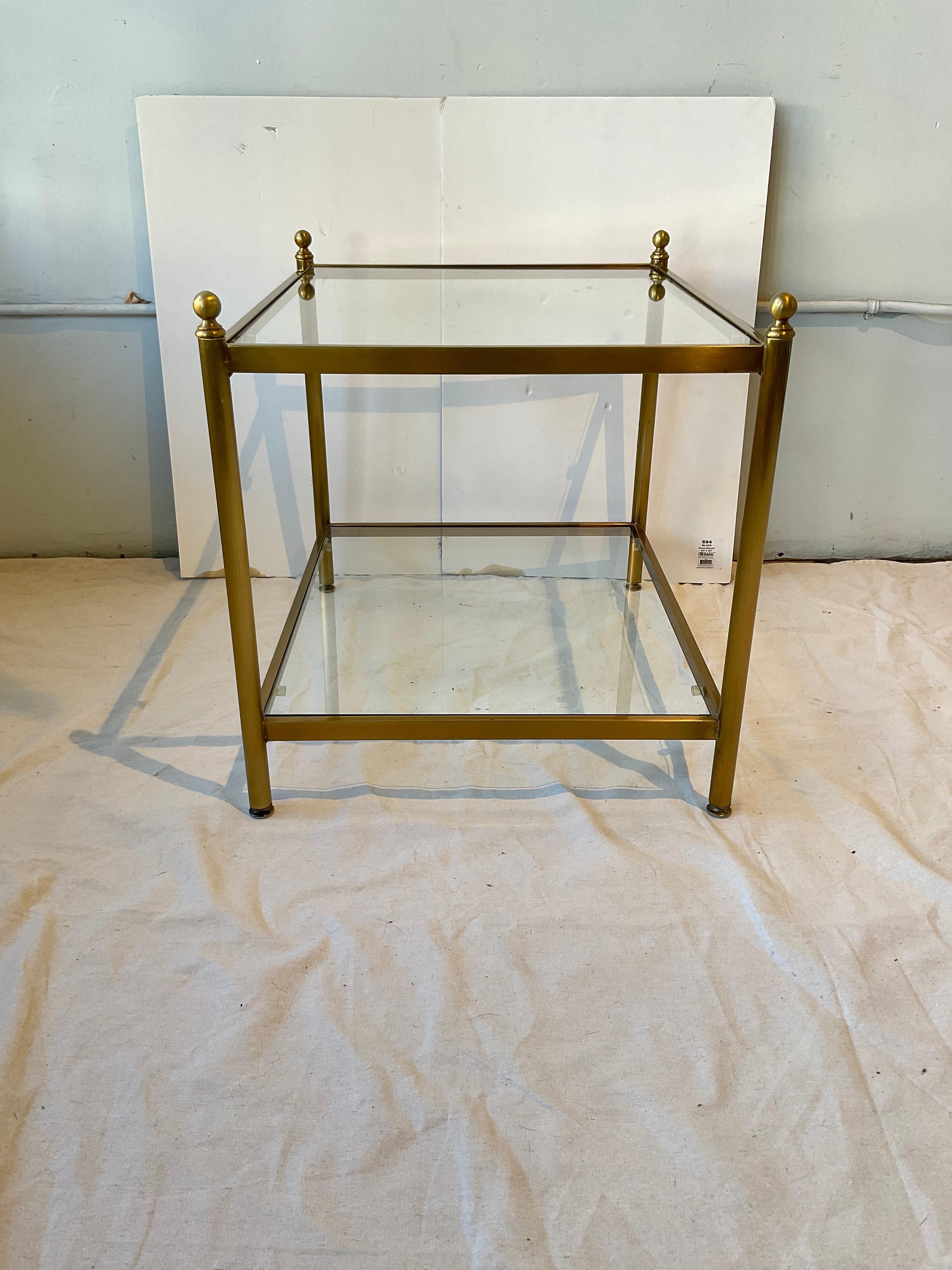 Late 20th Century Pair Of 1990s Brass Coated  Two Tier Side Tables For Sale
