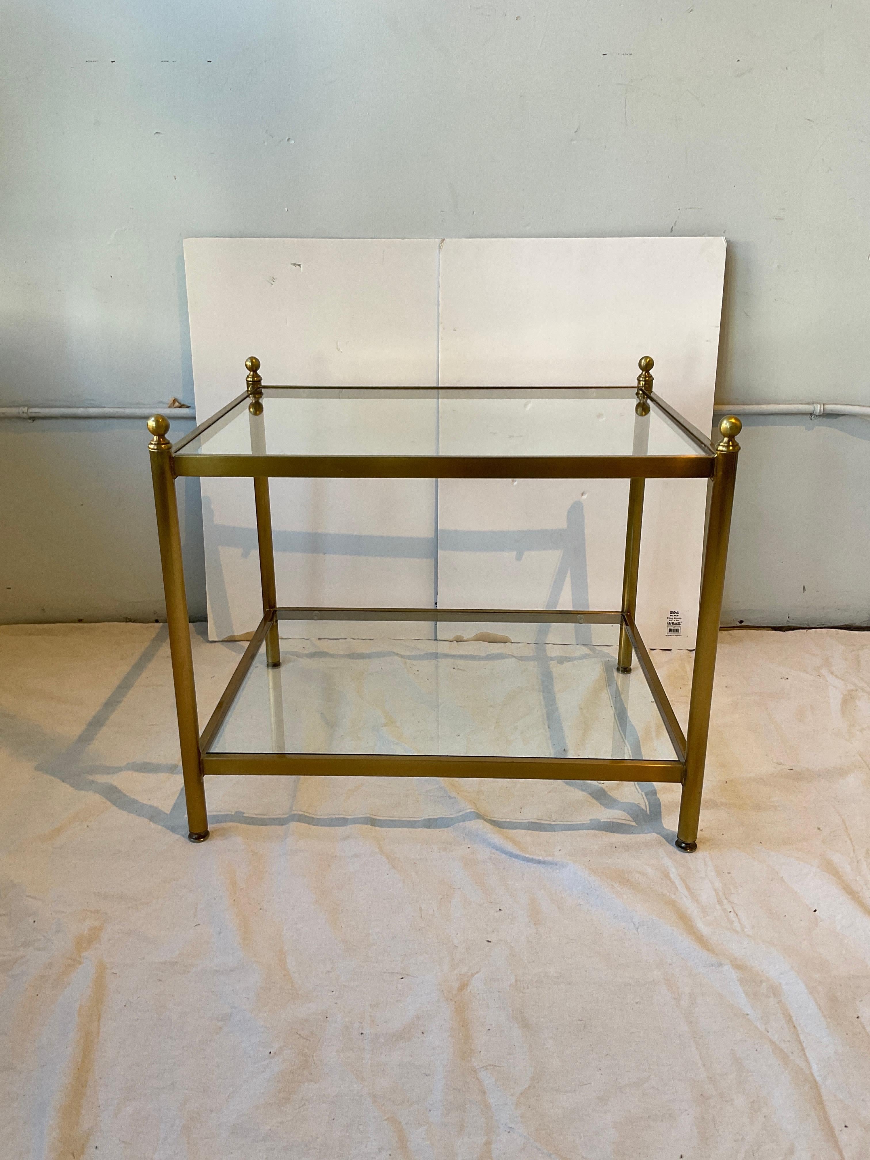 Pair Of 1990s Brass Coated  Two Tier Side Tables For Sale 2