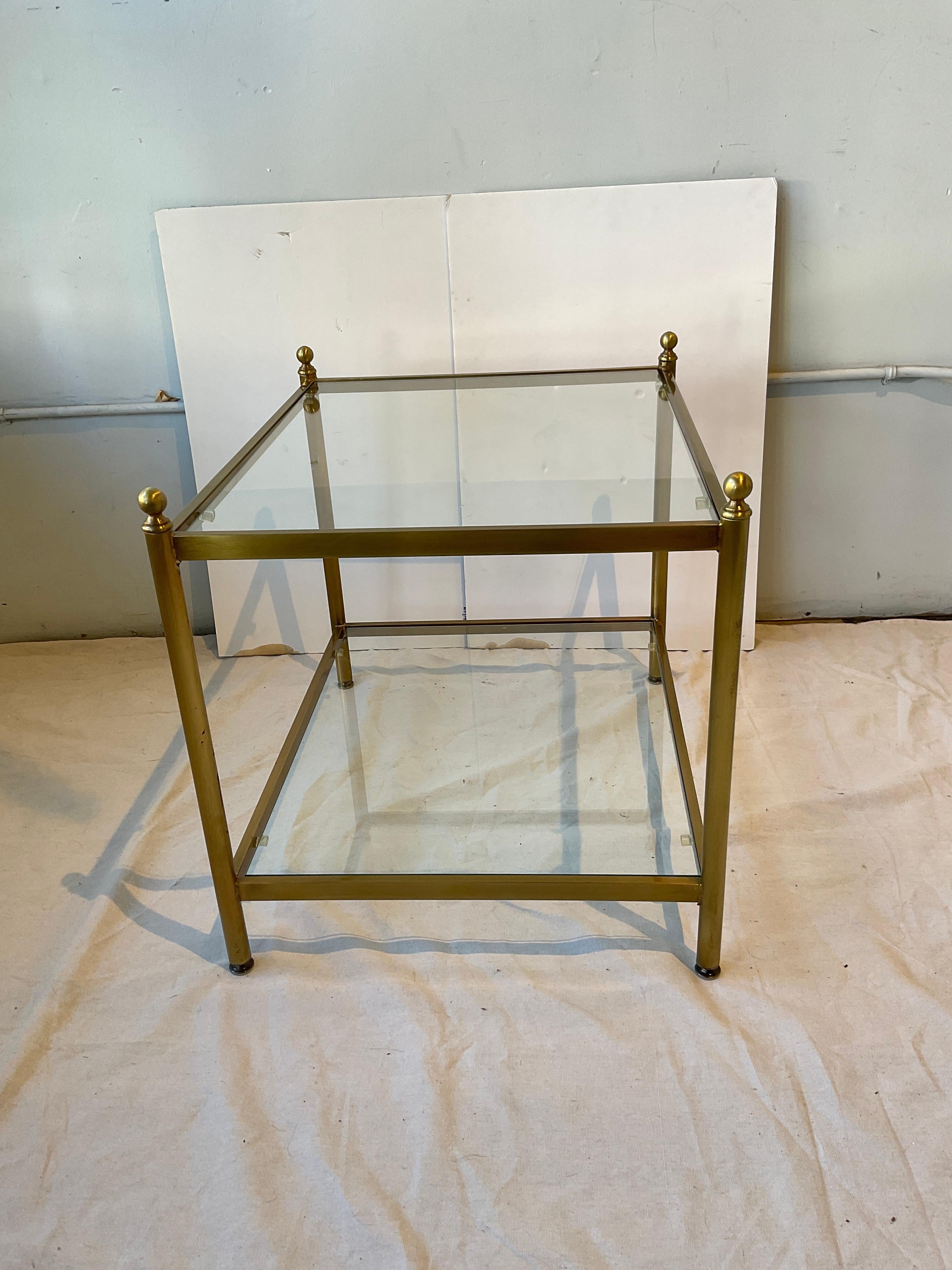 Pair Of 1990s Brass Coated  Two Tier Side Tables For Sale 3