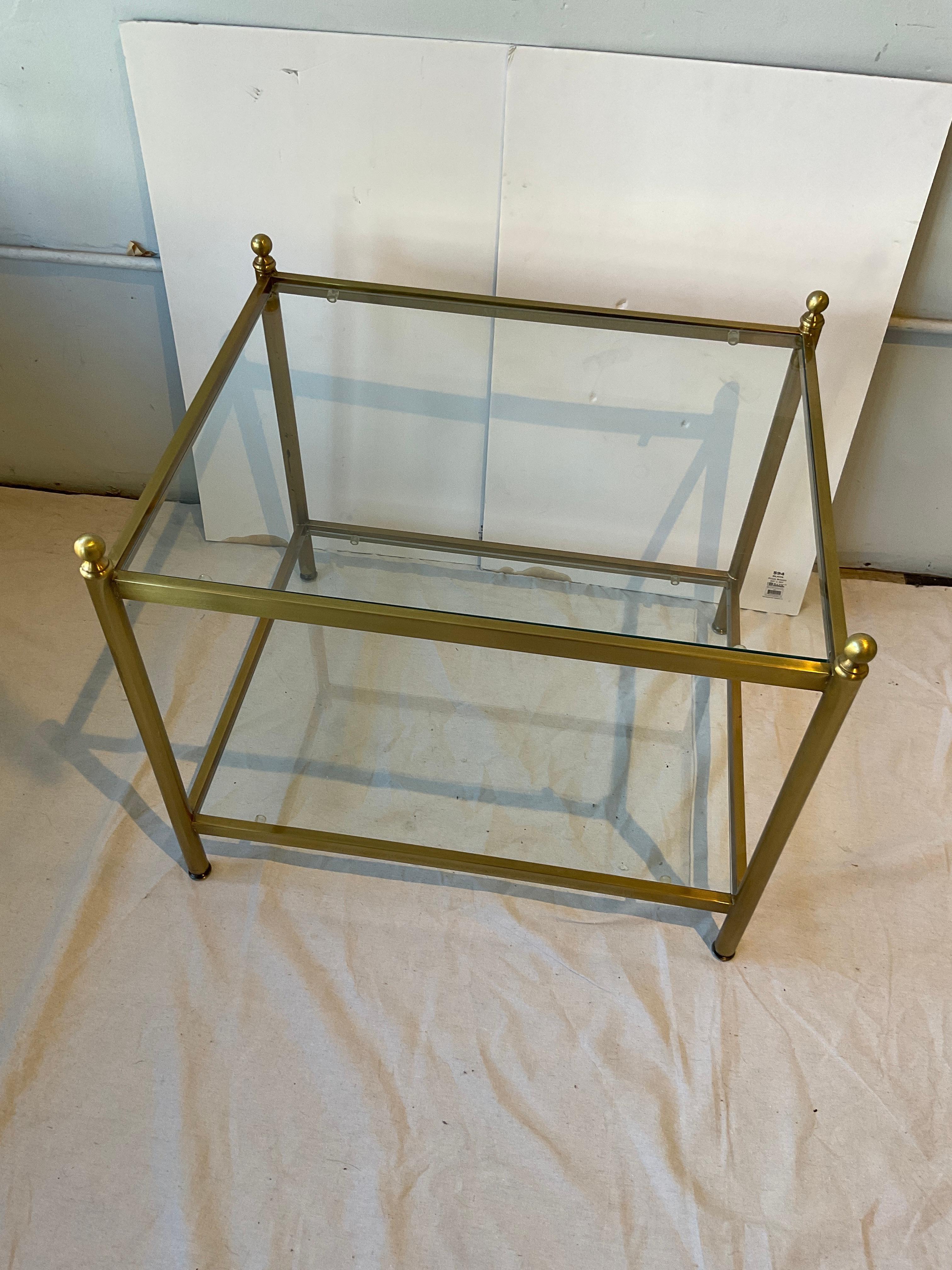Pair Of 1990s Brass Coated  Two Tier Side Tables For Sale 4