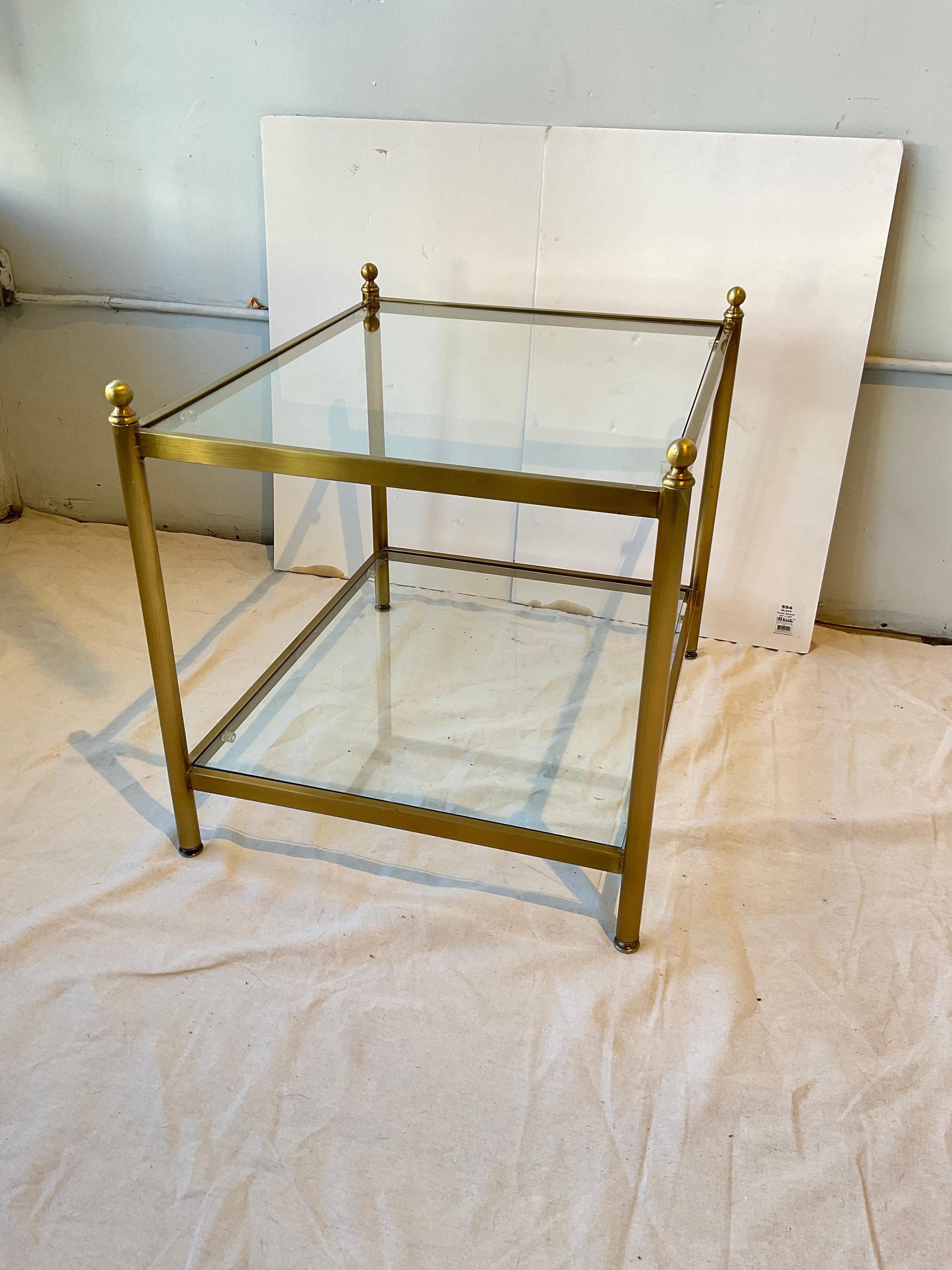 Pair Of 1990s Brass Coated  Two Tier Side Tables For Sale 5
