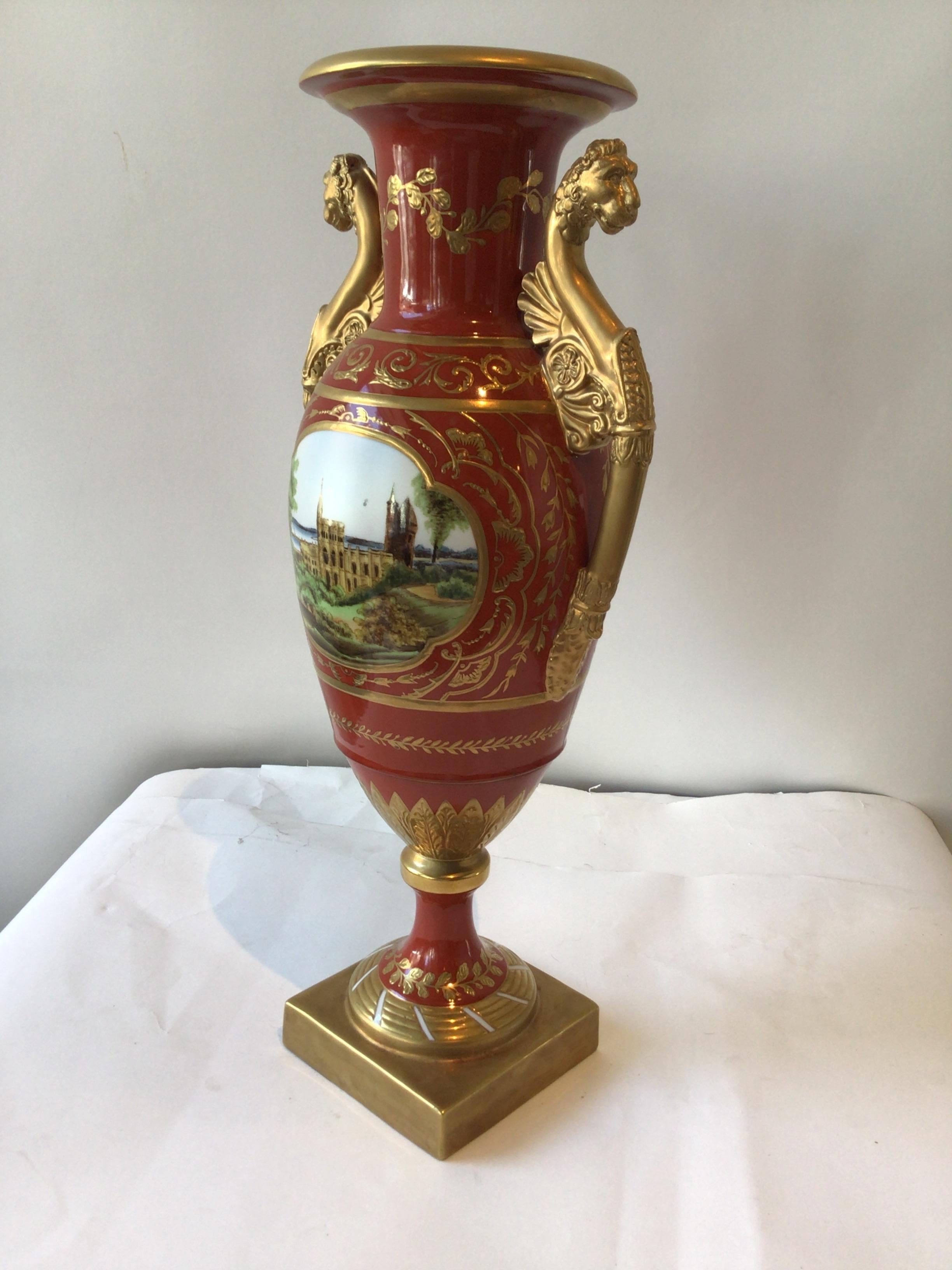 Late 20th Century Pair of 1990s Chelsea House French Neo Classic Style Hand Painted Vases For Sale