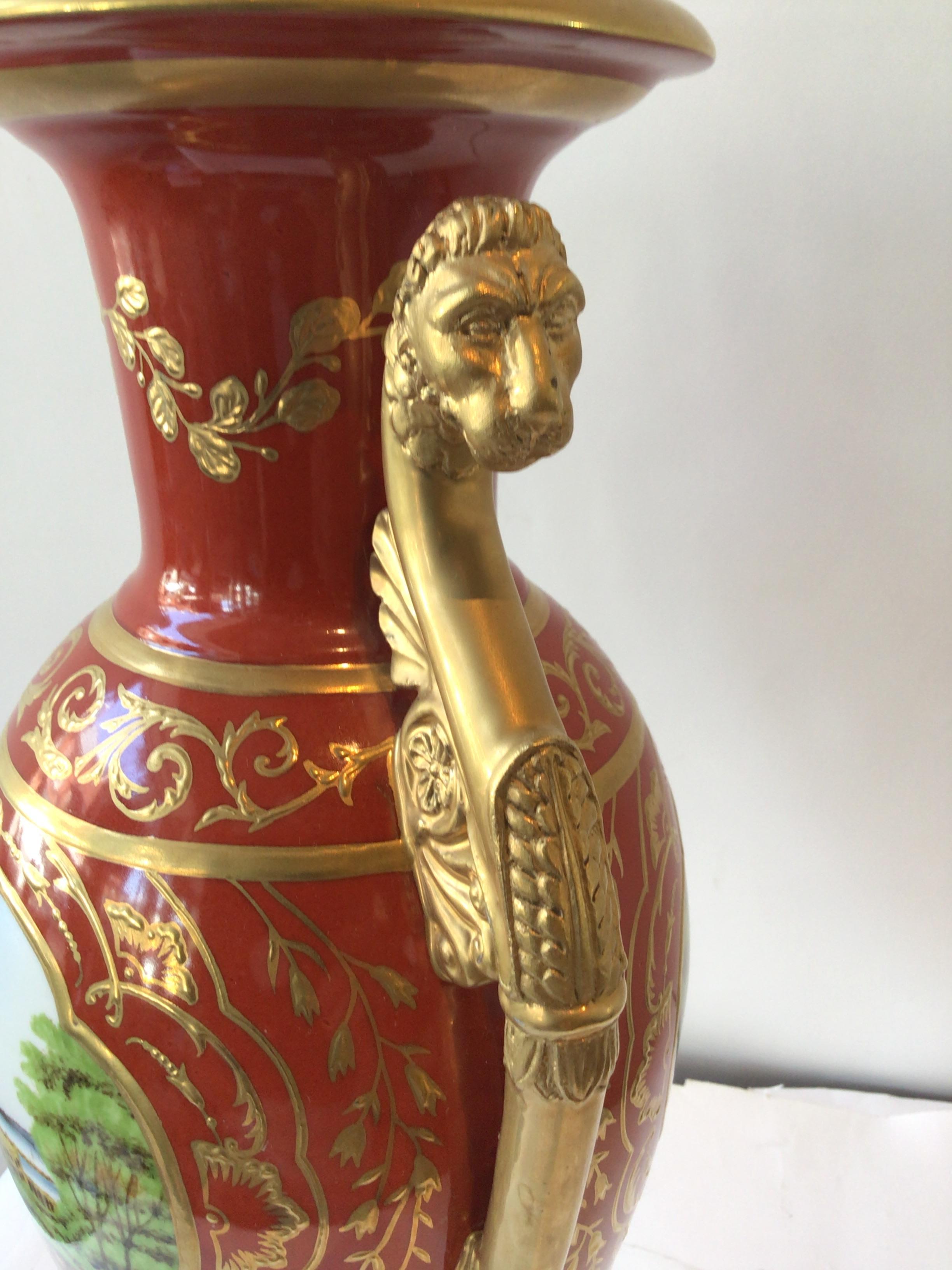 Pair of 1990s Chelsea House French Neo Classic Style Hand Painted Vases For Sale 4