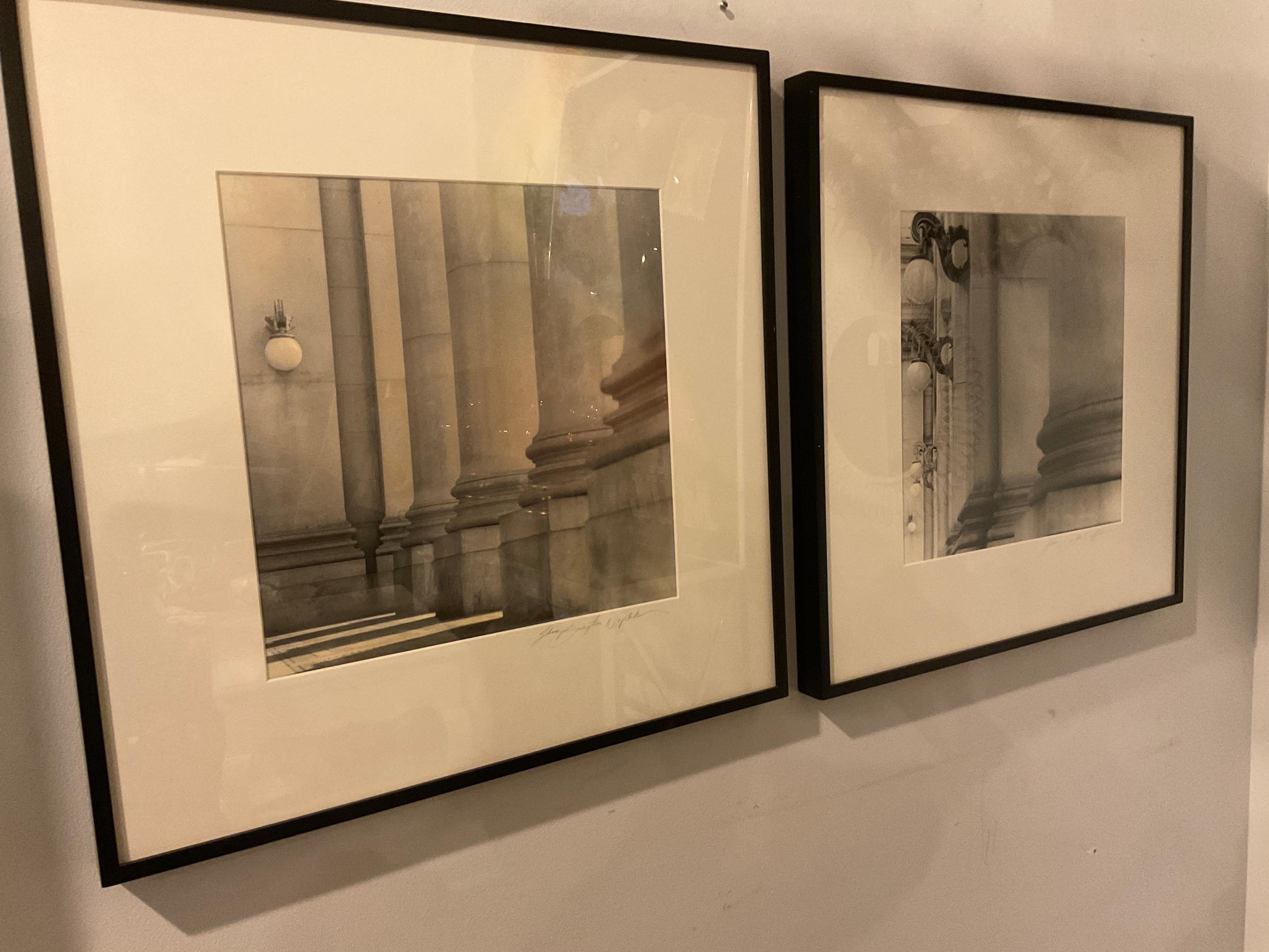 Pair of 1990s City Hall Column Black And White  Photographs By Naprstek  For Sale 2
