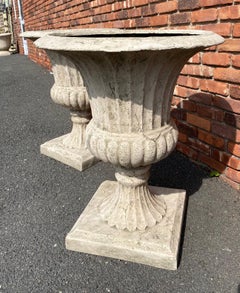Pair of 1990s Fiberglass Faux Stone Pots