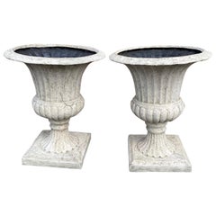 Pair of 1990s Fiberglass Faux Stone Pots