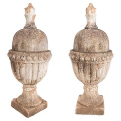 Pair of 1990s French Natural Terracotta Finials