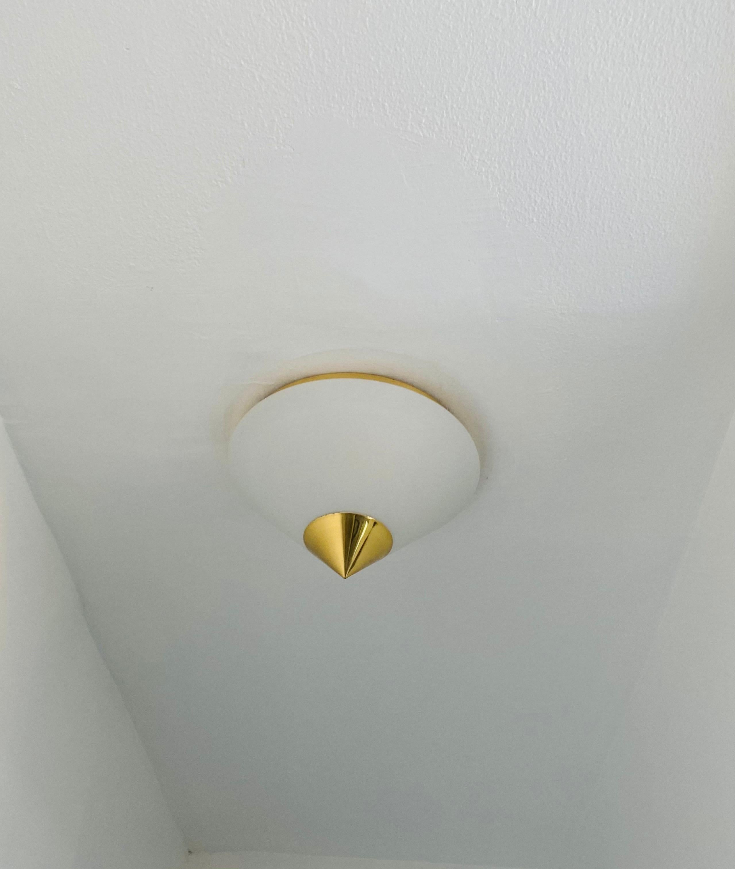 Brass Pair of 1990s JT Kalmar High Style Flush Lights For Sale
