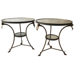 Pair of 1990s Mirrored Gueridon Tables