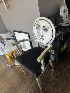 Pair of 1990s open armchairs by Piero Fornasetti's son Barnaba Fornasetti