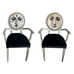 Pair of 1990s open armchairs by Piero Fornasetti's son Barnaba Fornasetti