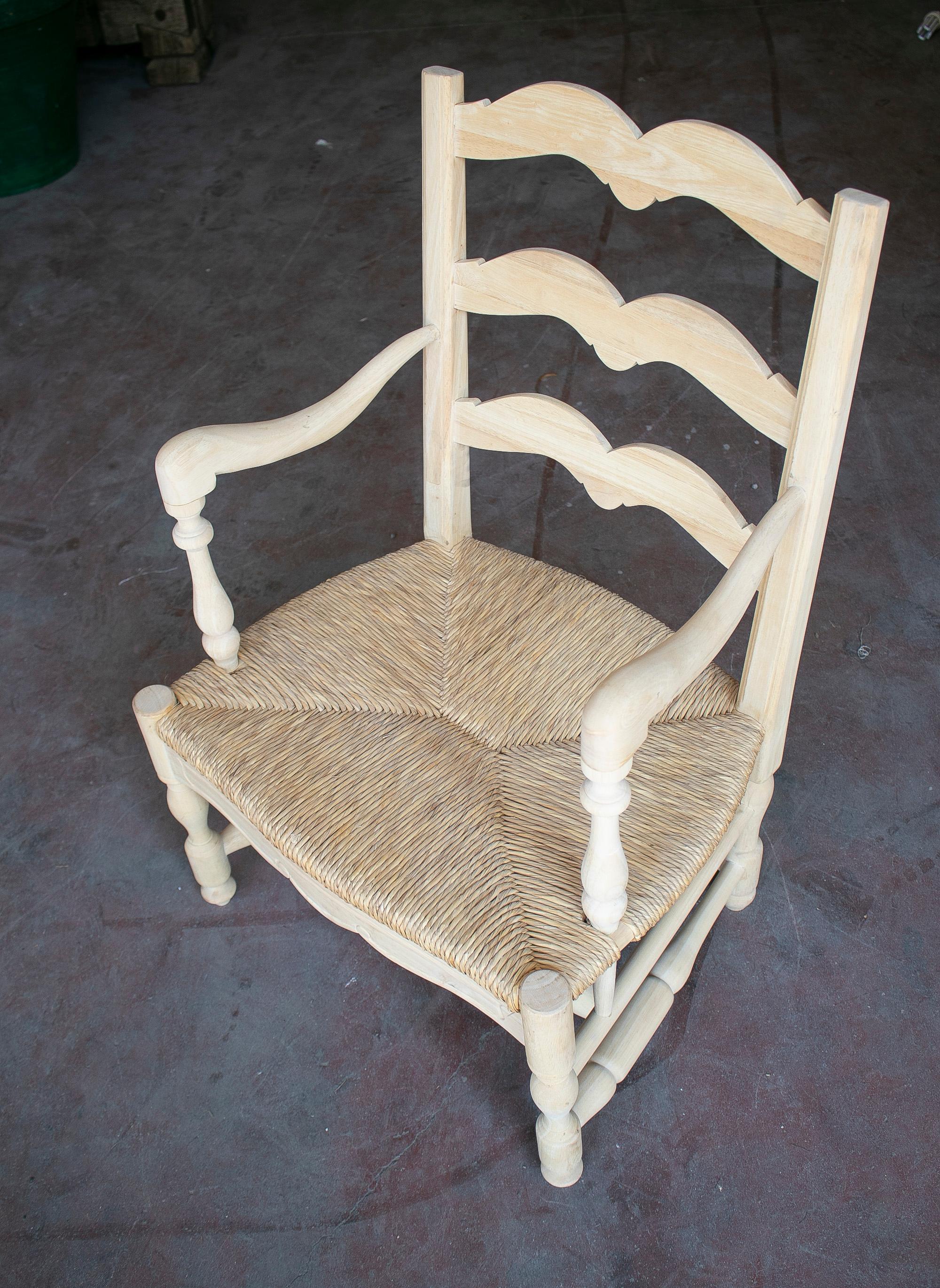 Pair of 1990s Spanish Andalusian Wooden Rope Bottomed Armchairs For Sale 3