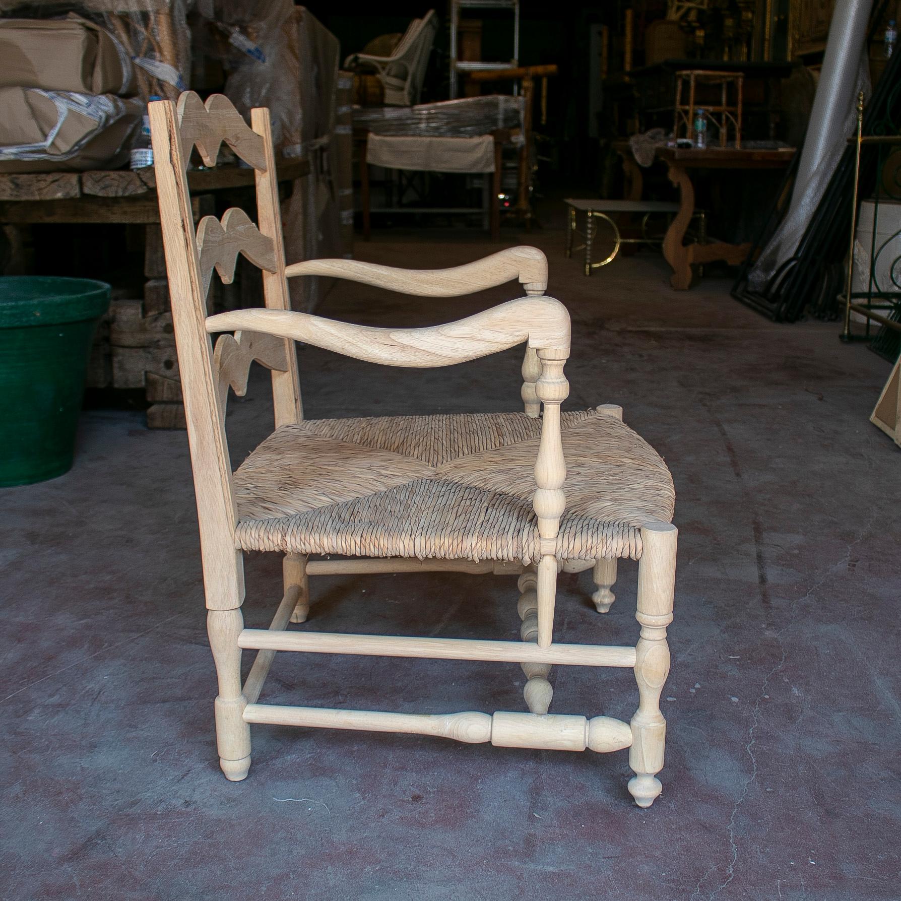 Pair of 1990s Spanish Andalusian Wooden Rope Bottomed Armchairs For Sale 4