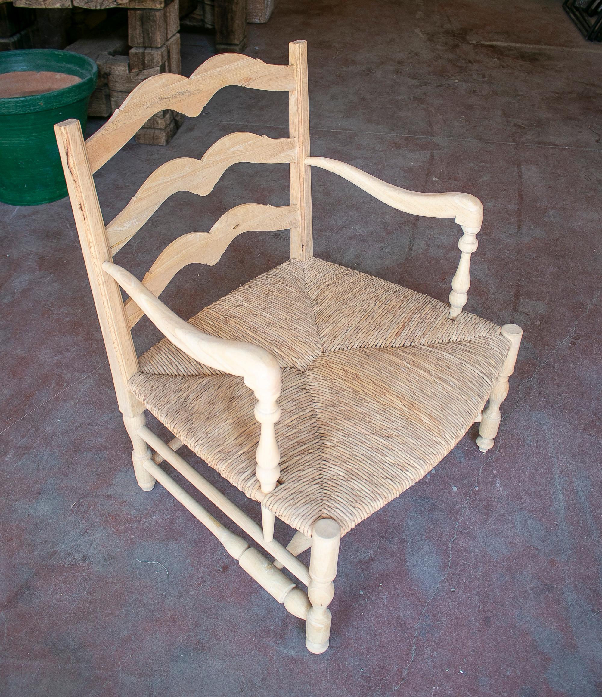 Pair of 1990s Spanish Andalusian Wooden Rope Bottomed Armchairs For Sale 5