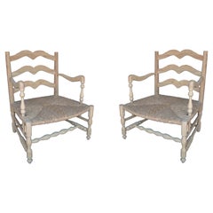 Pair of 1990s Spanish Andalusian Wooden Rope Bottomed Armchairs