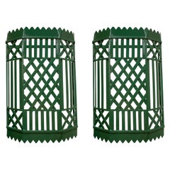 Pair of 1990s Spanish Green Iron Wall Lamp Shades