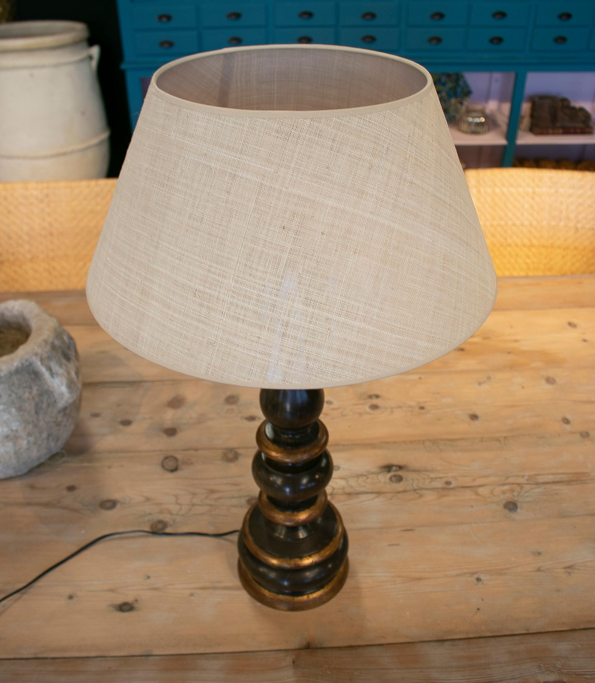 Pair of 1990s Spanish Wooden Spindle Table Lamps In Good Condition In Marbella, ES