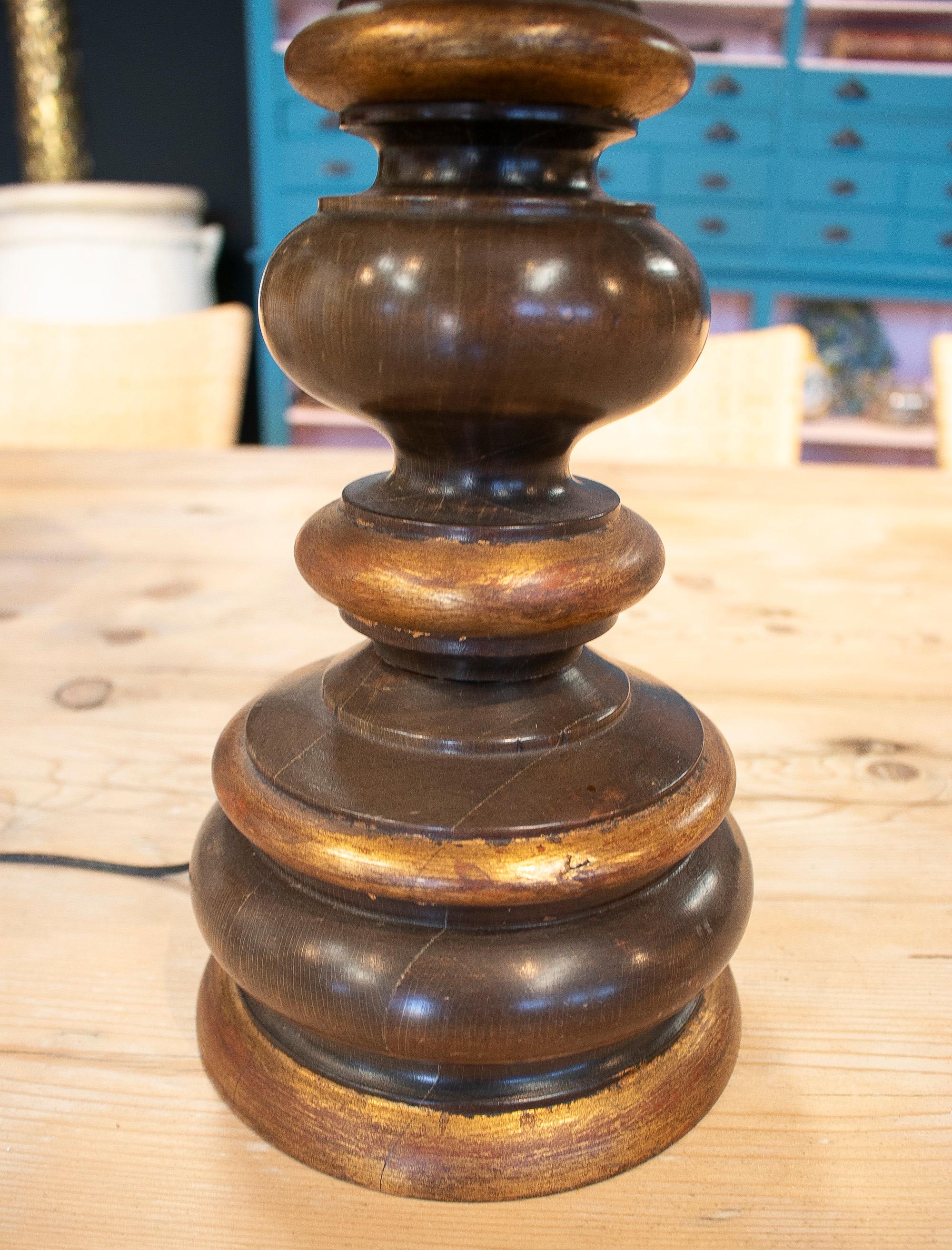 Pair of 1990s Spanish Wooden Spindle Table Lamps 4