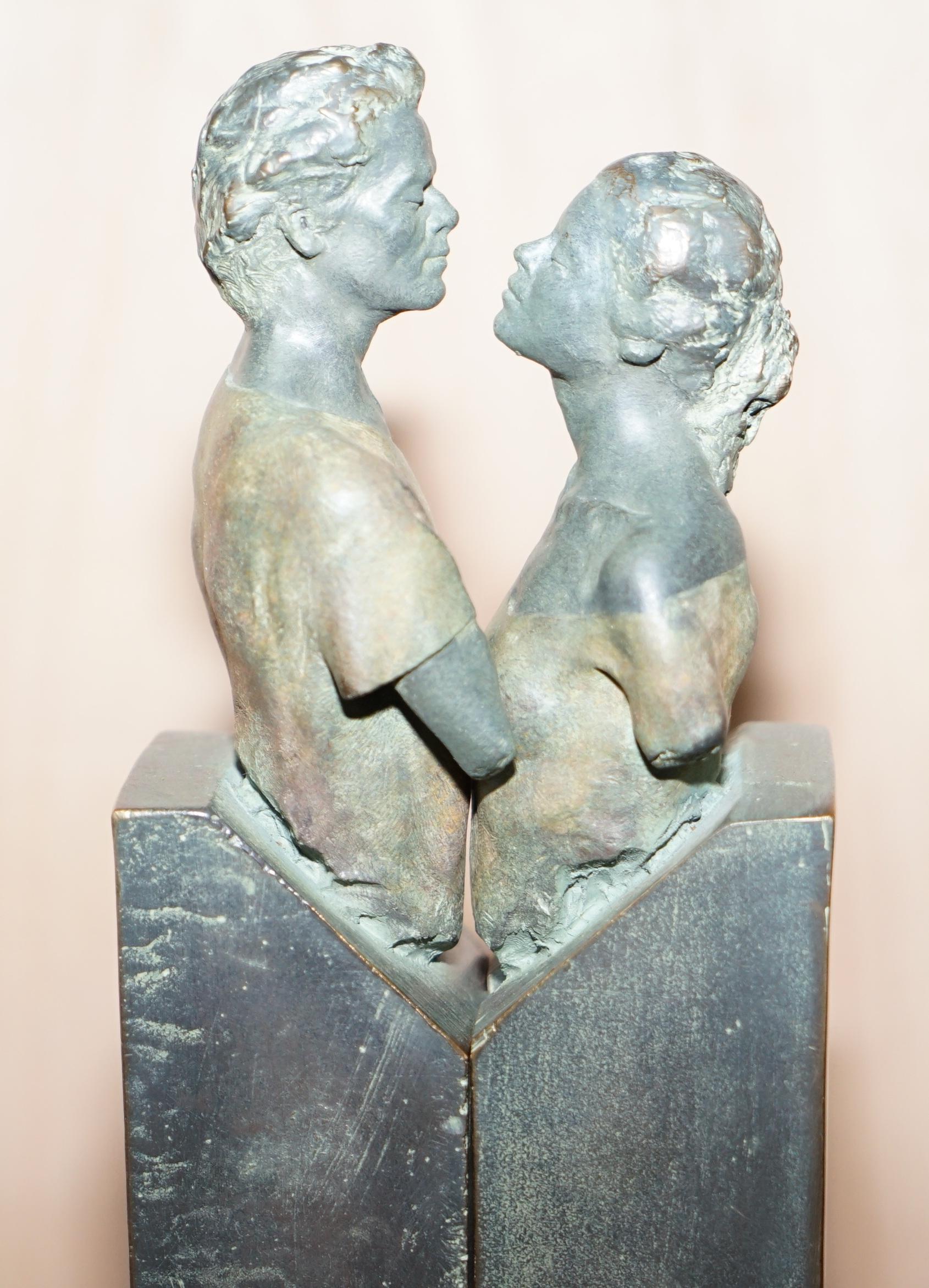 Pair of 1992 Limited Edition 226/3999 Bronze Lover Statues That Join Signed Mino 5