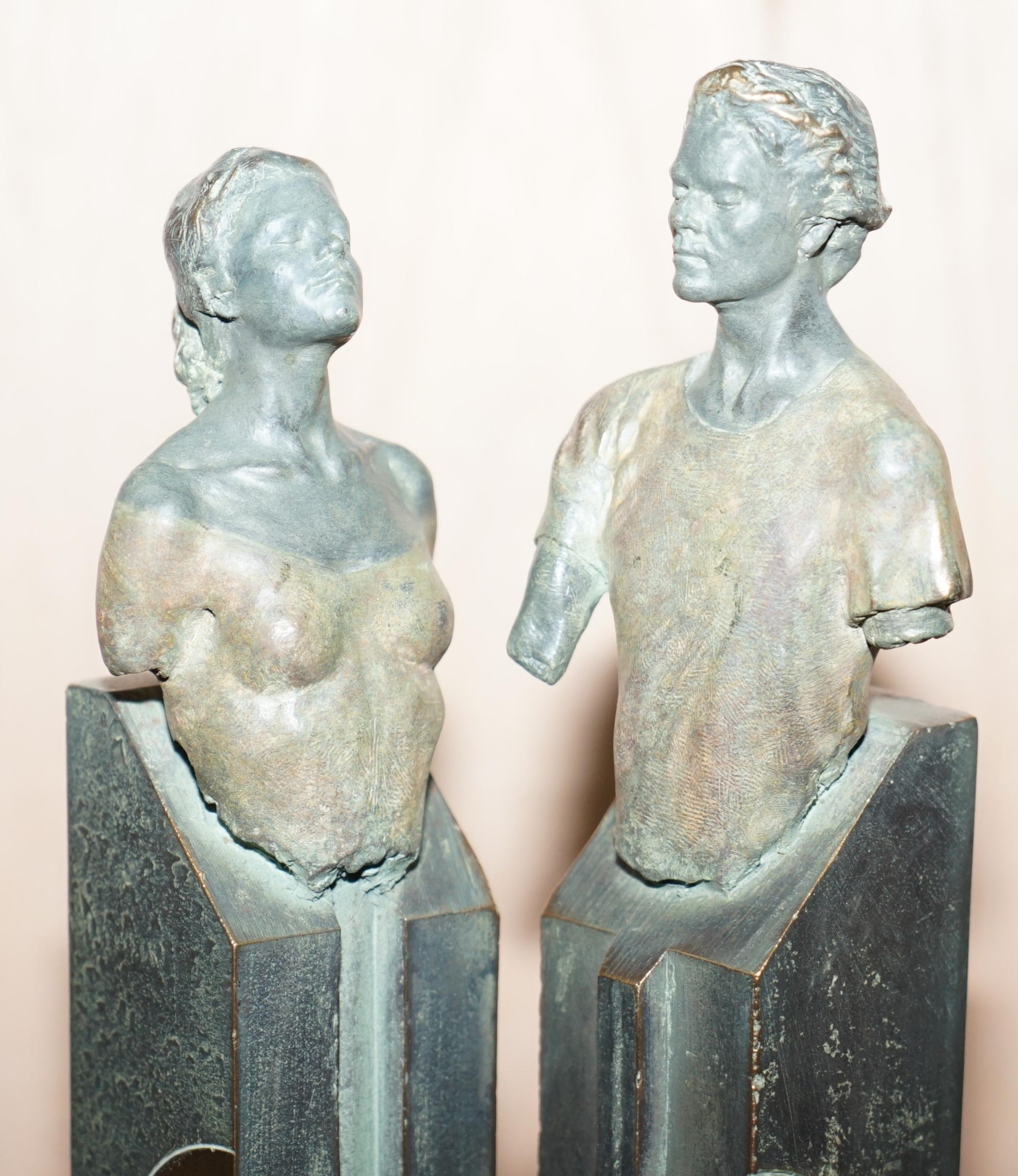 Pair of 1992 Limited Edition 226/3999 Bronze Lover Statues That Join Signed Mino 8
