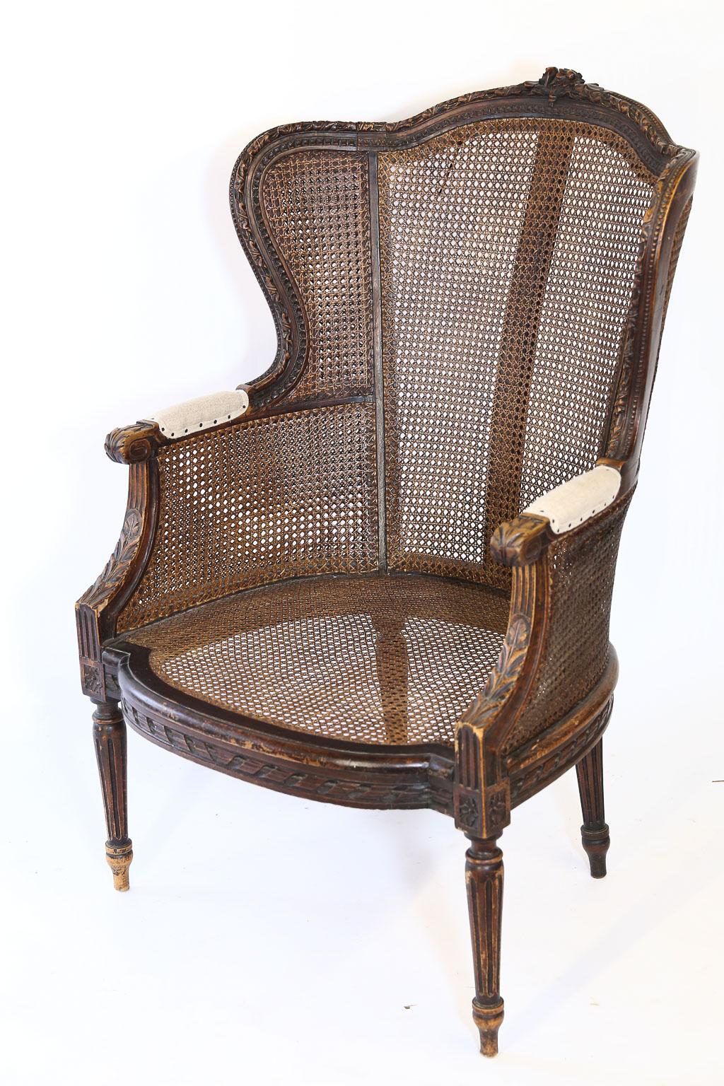 Pair of 19th Century Cane Back Bergère Chairs 3