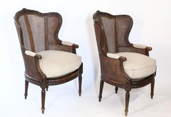 Pair of 19th Century Cane Back Bergère Chairs