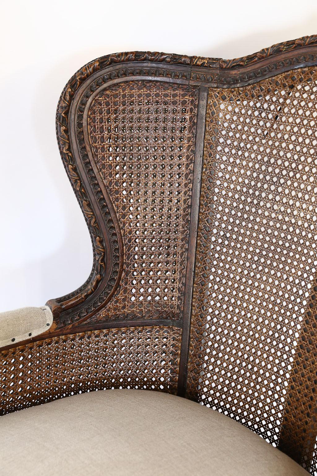 Pair of 19th Century Cane Back Bergère Chairs In Fair Condition In Houston, TX