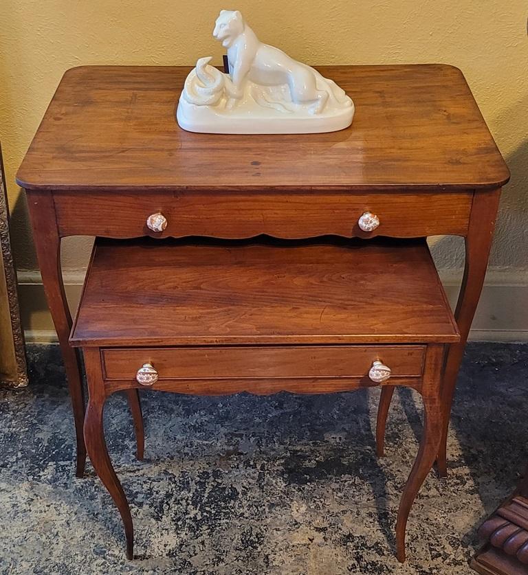 Pair of 19C French Country Cherrywood Side Tables For Sale 10