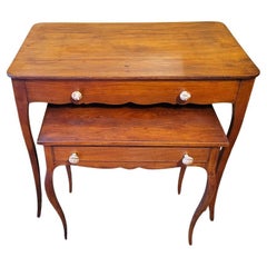 Used Pair of 19C French Country Cherrywood Side Tables