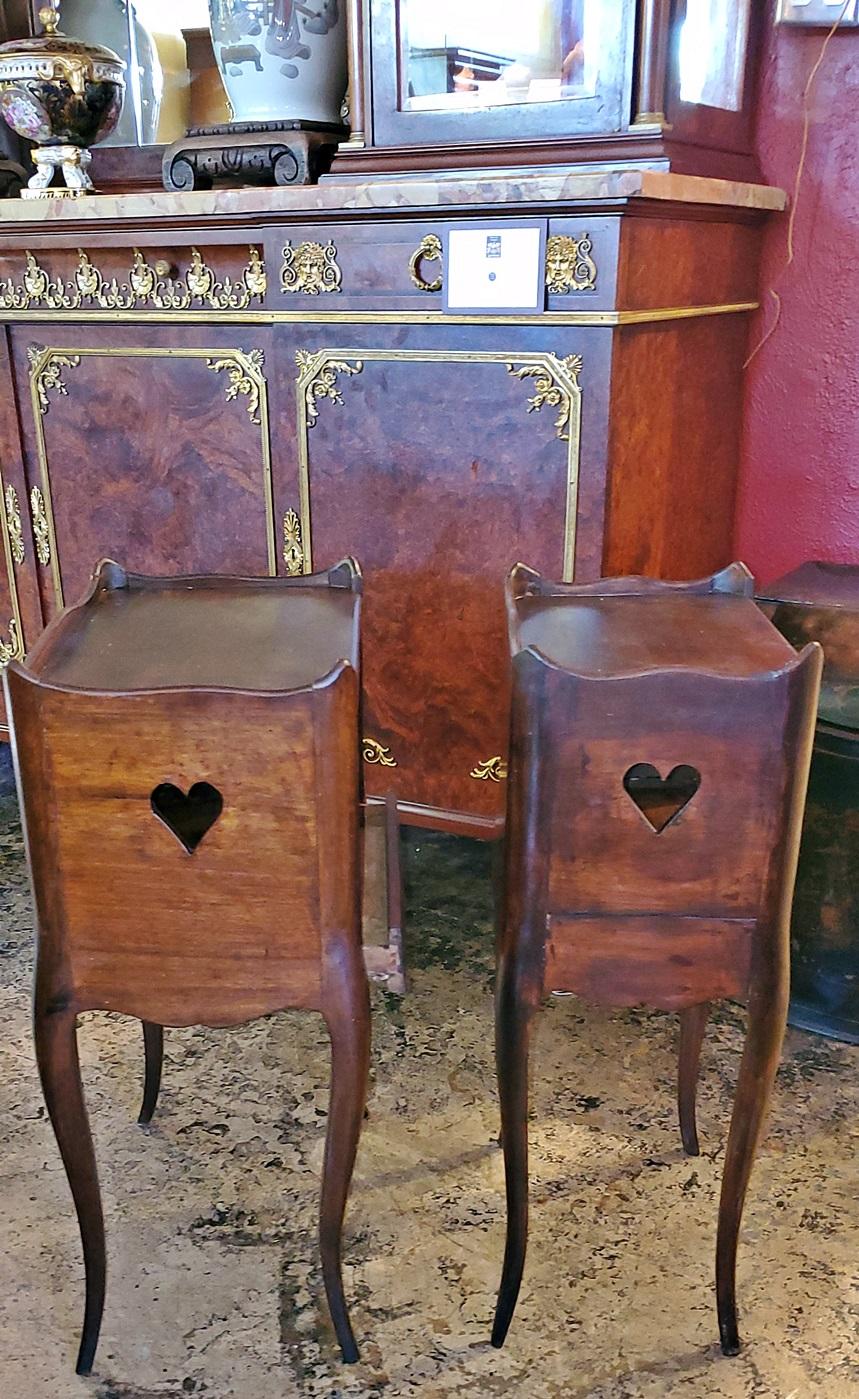 Hand-Carved Pair of 19th Century French Country Walnut Side Tables