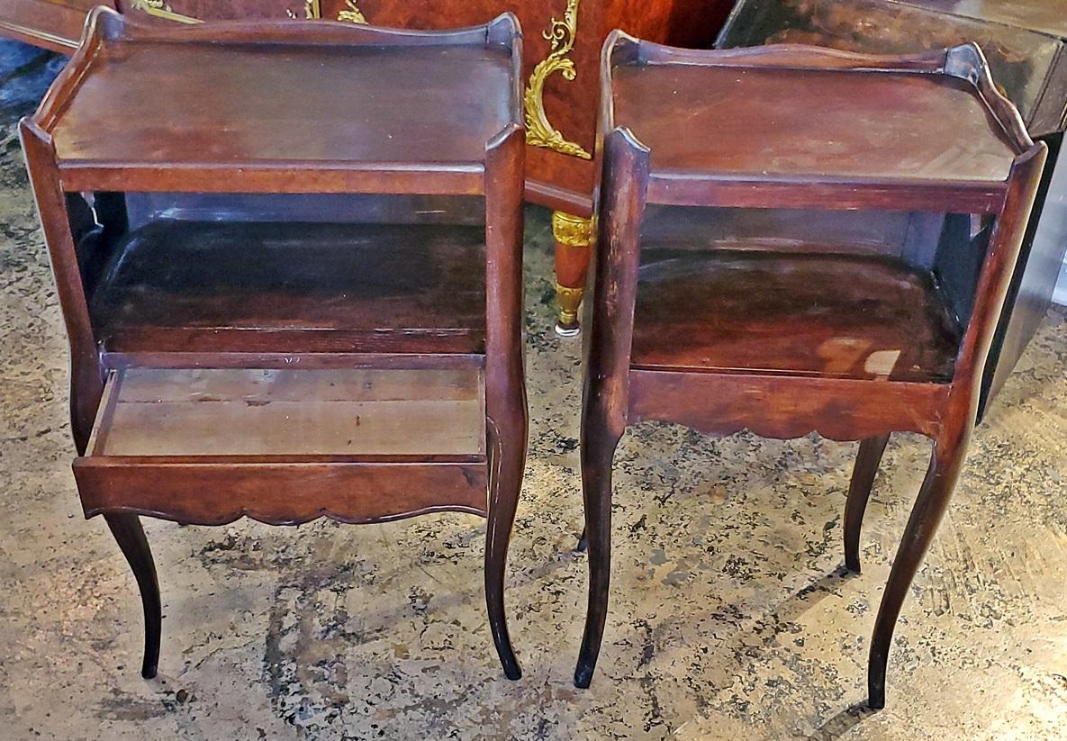 Pair of 19th Century French Country Walnut Side Tables In Fair Condition In Dallas, TX