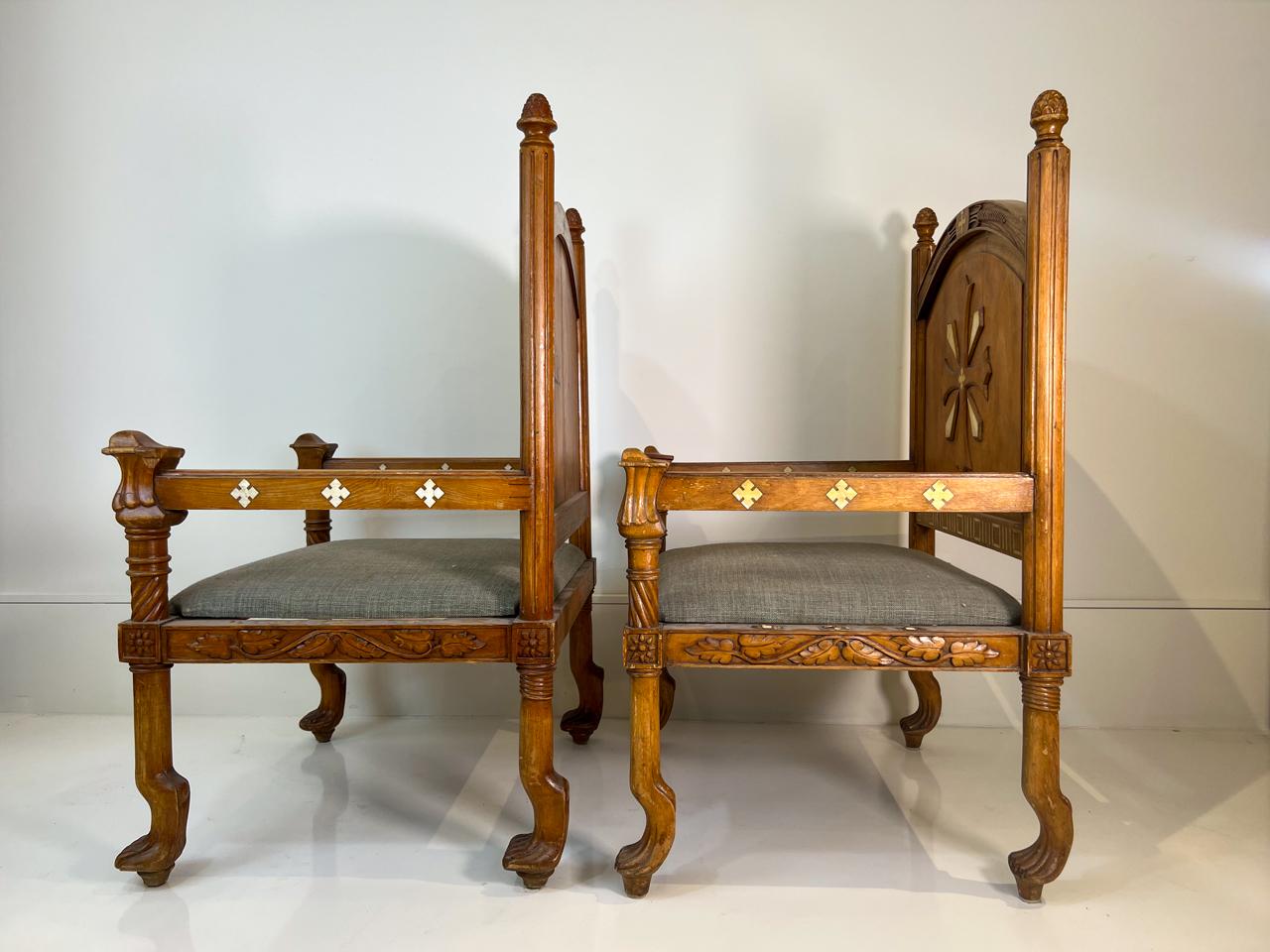 Pair of Gothic Revival Chairs, 19th Century In Good Condition In New Orleans, LA