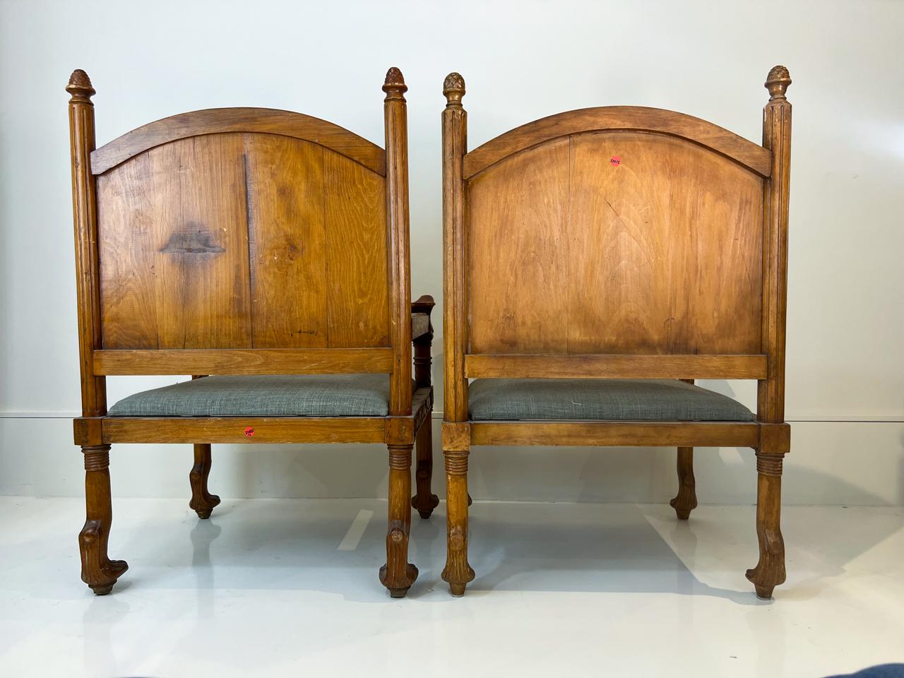 Wood Pair of Gothic Revival Chairs, 19th Century