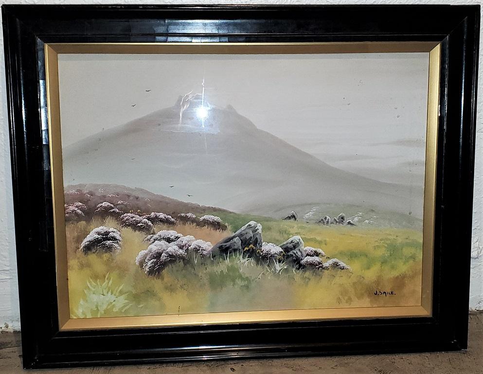 Hand-Painted Pair of 19C J Saile Scottish Highland Watercolors For Sale