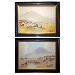 Paire d'aquarelles des Highlands écossaises J Saile du 19e siècle