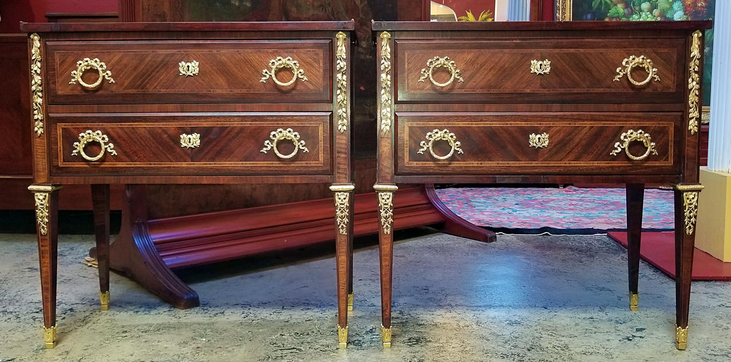 Presenting a matching pair of absolutely gorgeous 19th century Louis XVI style side tables of very high quality.

This pair of matching side tables or console tables are just stunning.

Made in the late 19th century circa 1880 and despite not