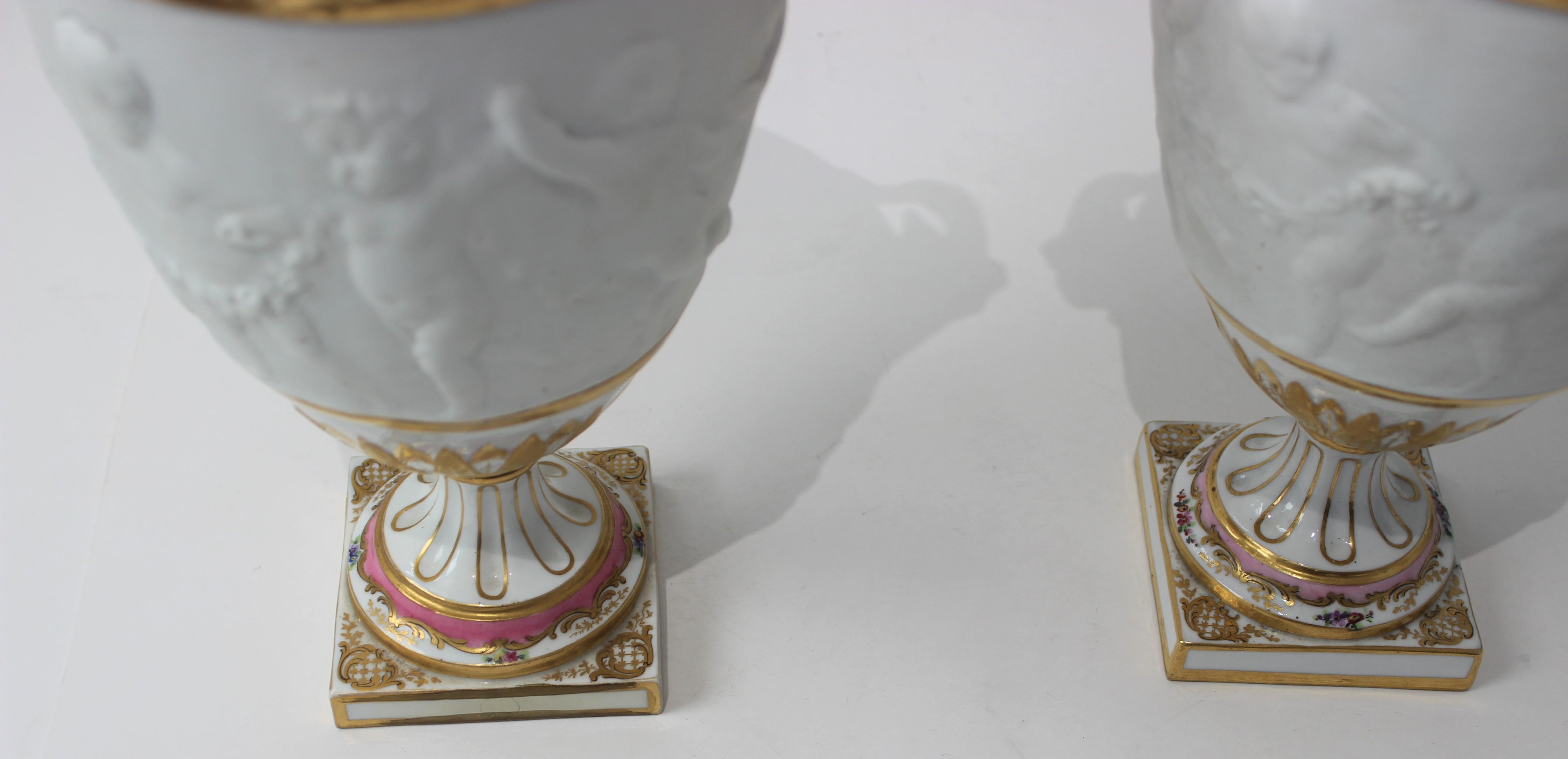 Pair of  Louis XV Sevres Style Urns For Sale 3
