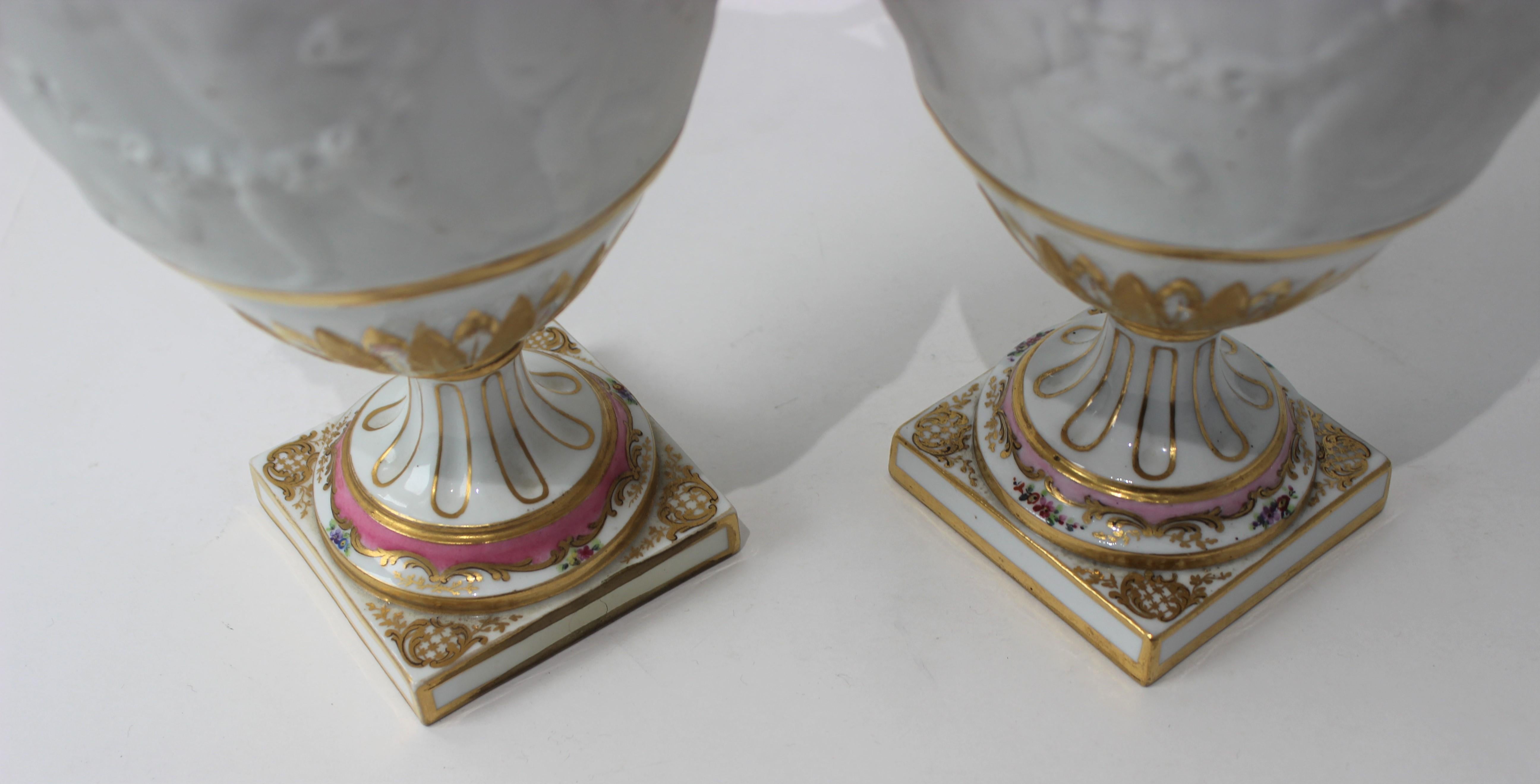 Pair of  Louis XV Sevres Style Urns For Sale 4