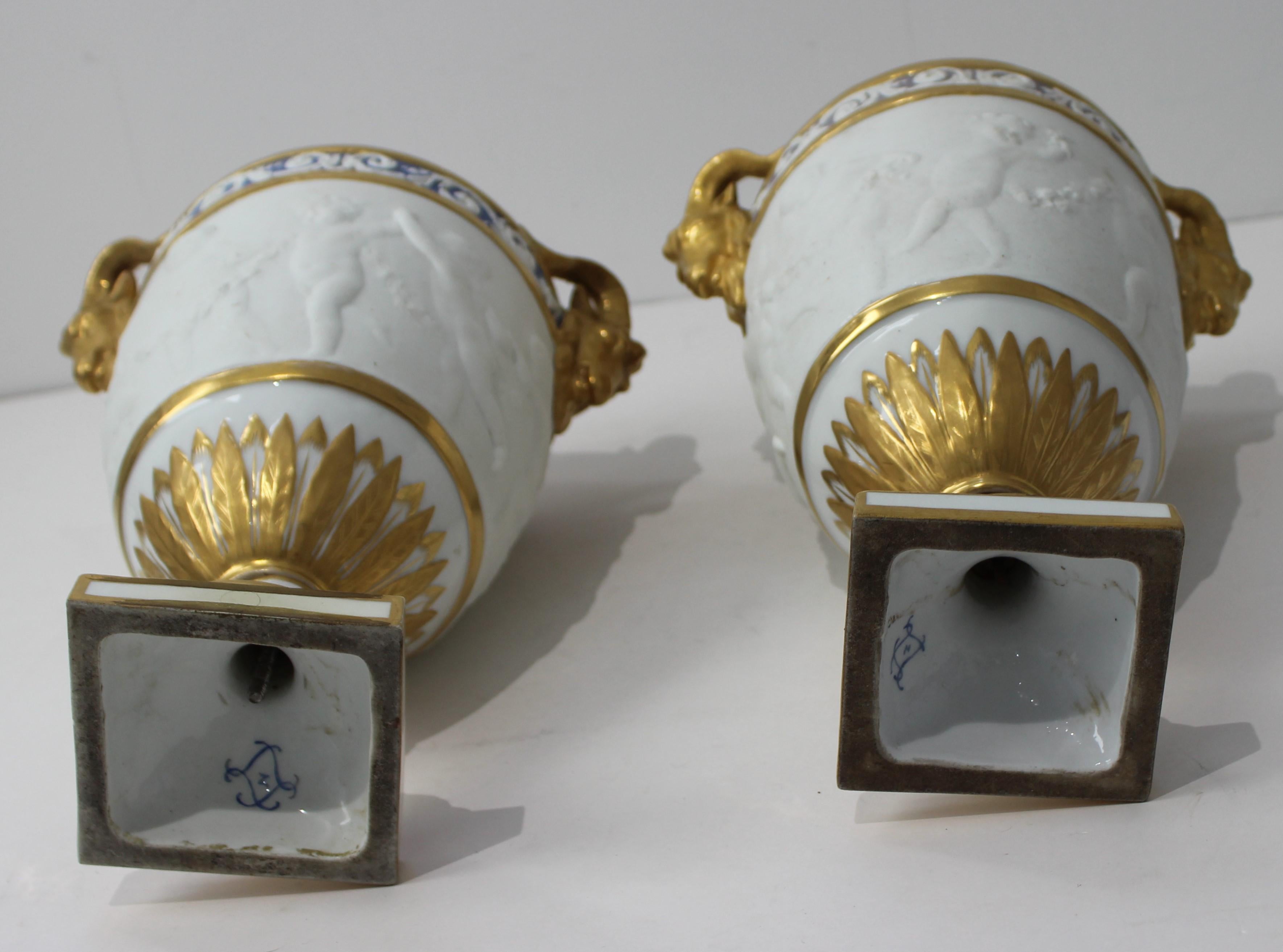 Pair of  Louis XV Sevres Style Urns For Sale 6