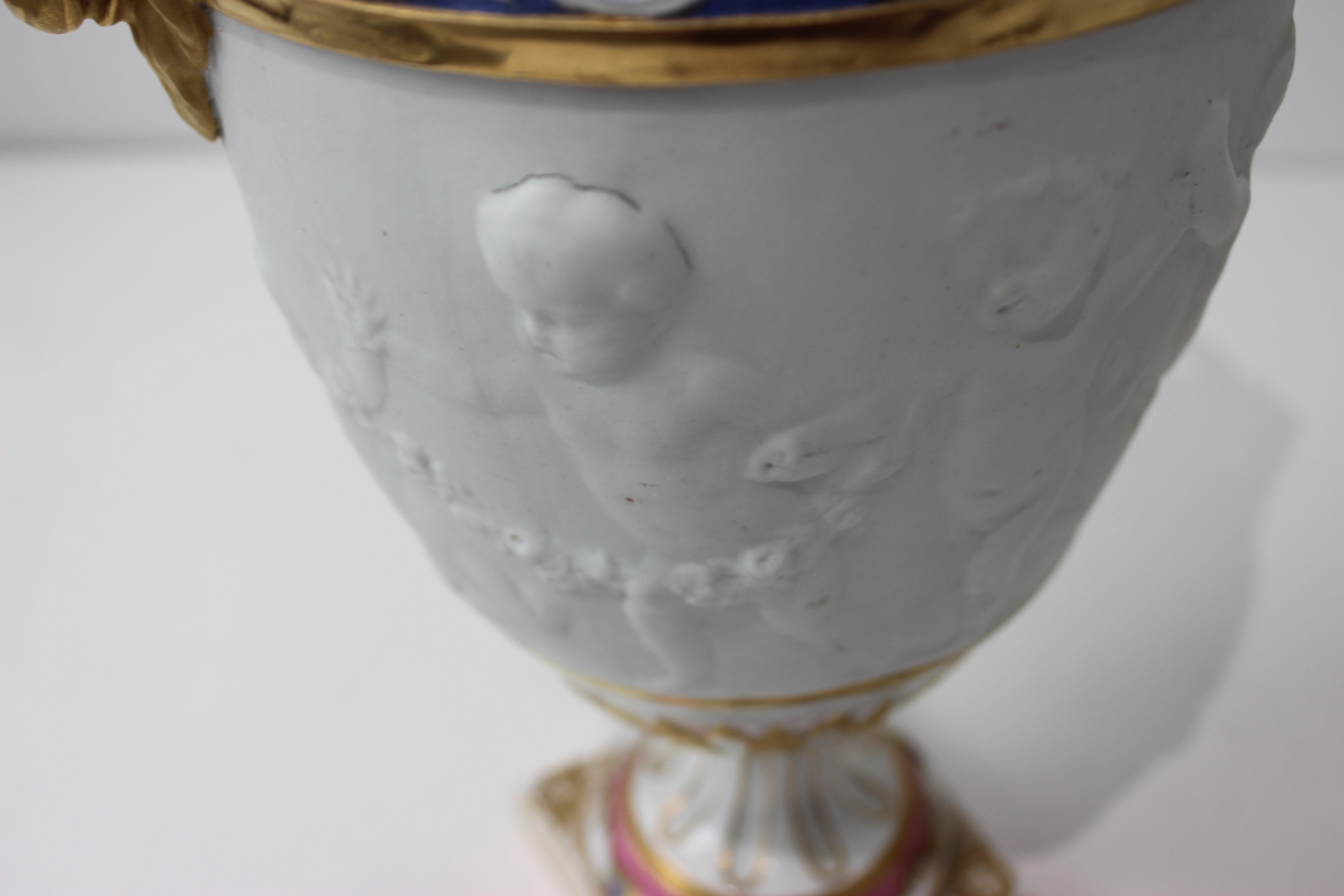 Porcelain Pair of  Louis XV Sevres Style Urns For Sale