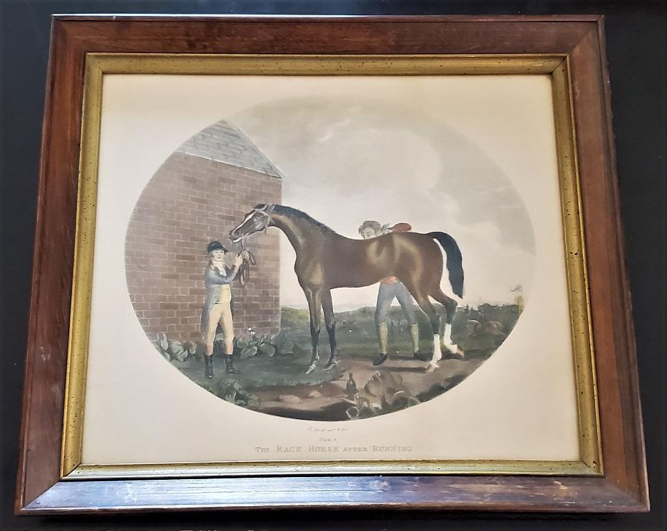 Presenting a gorgeous medium sized pair of late 19th century aquatint engravings by Thomas Gooch of horse scenes.

From circa 1860-1880.

Both are signed “T.Gooch Inv & Fecit”.

One is labeled: “The Race Horse After Running” and the other: ”