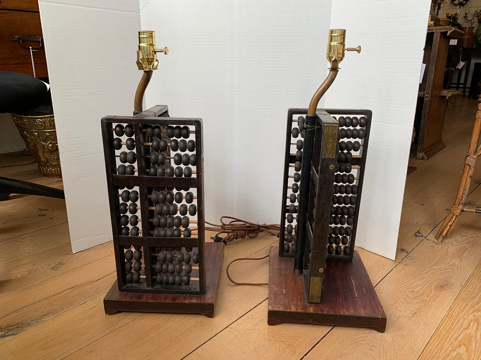 Pair of 19th-20th Century Abacuses as Lamps on Custom Bases 3