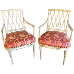 Pair of 19th-20th Century Armchairs in Scalamandre Upholstery Swedish Finish