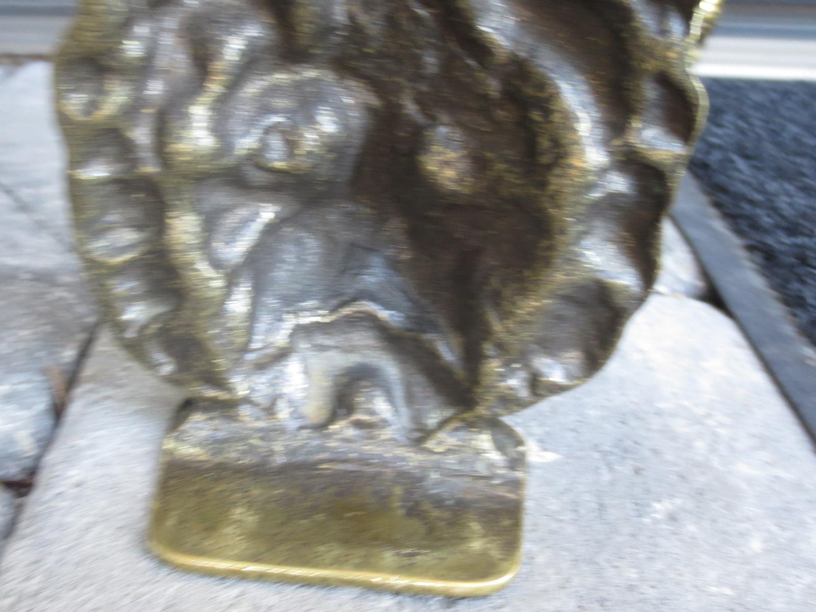 Pair of 19th-20th Century Bronze Lion Head Bookends In Good Condition In Atlanta, GA