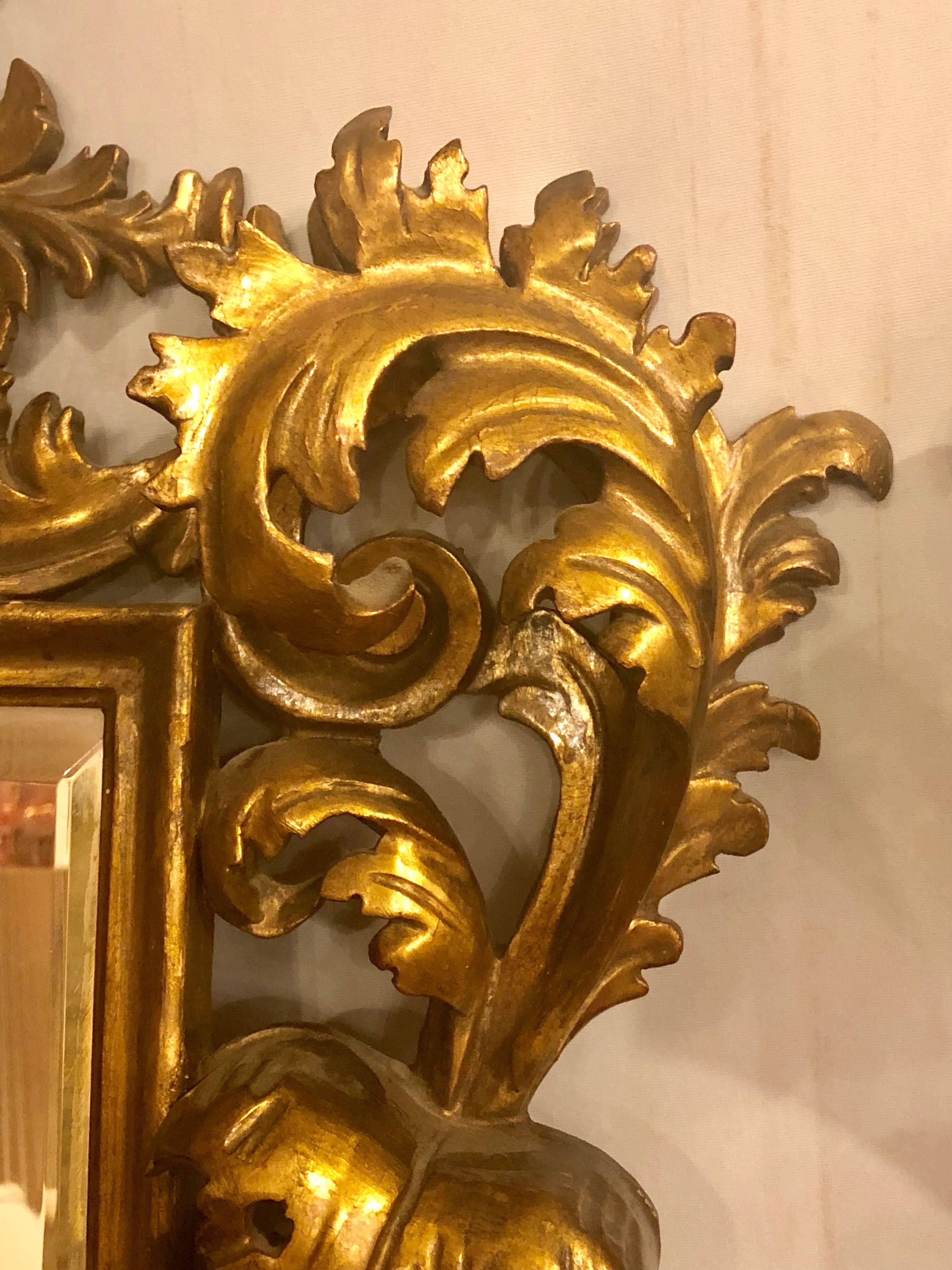 Pair of 19th-20th Century Carved Italian Florentine Wall or Table Mirrors In Good Condition In Stamford, CT