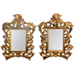 Pair of 19th-20th Century Carved Italian Florentine Wall or Table Mirrors