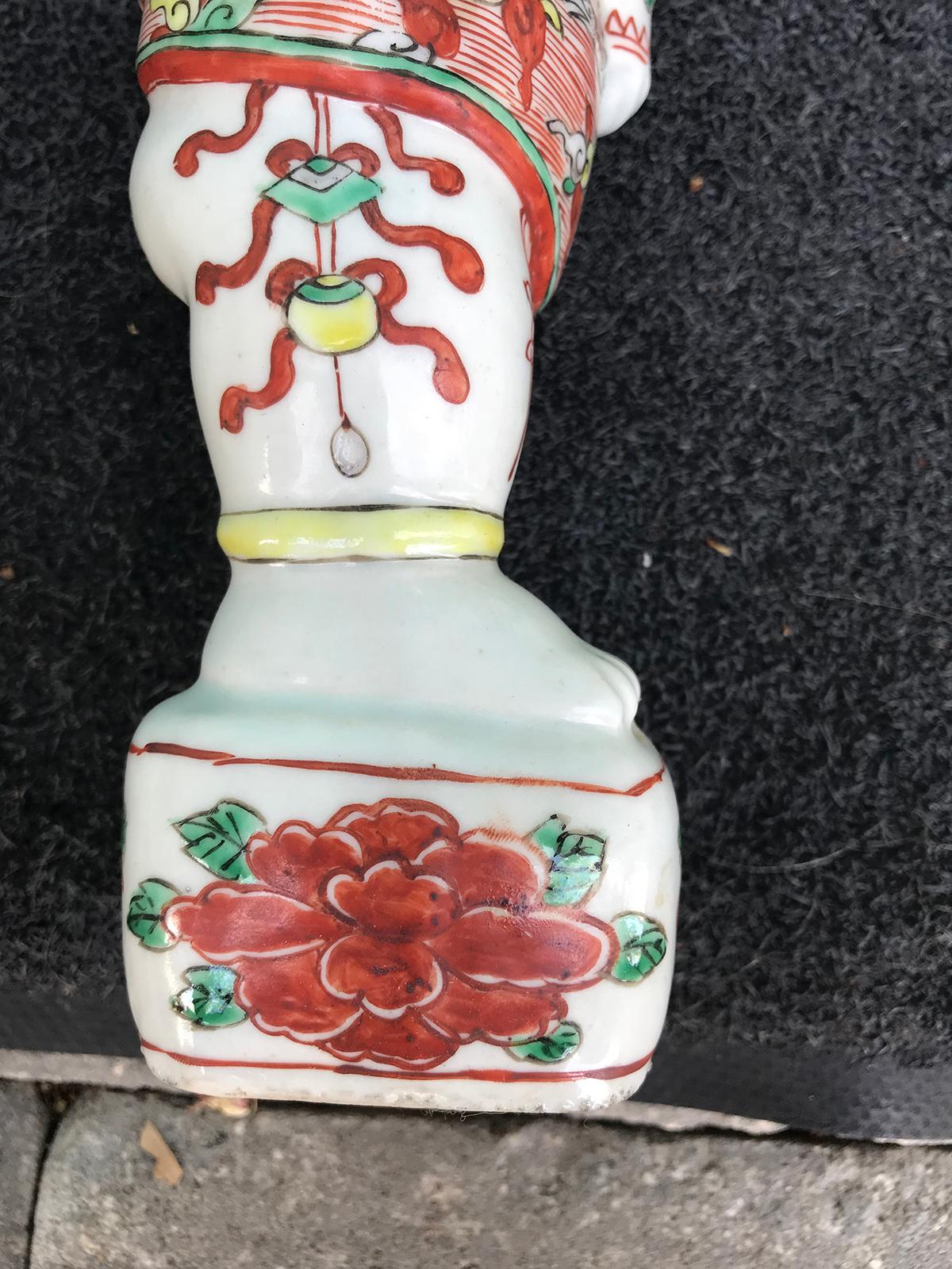 Pair of 19th-20th Century Chinese Porcelain Hoho Boys, Unmarked For Sale 10