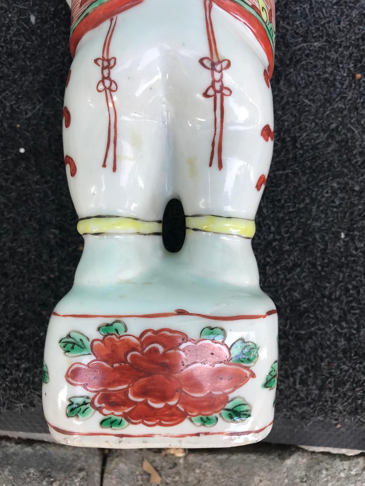 Pair of 19th-20th Century Chinese Porcelain Hoho Boys, Unmarked For Sale 12