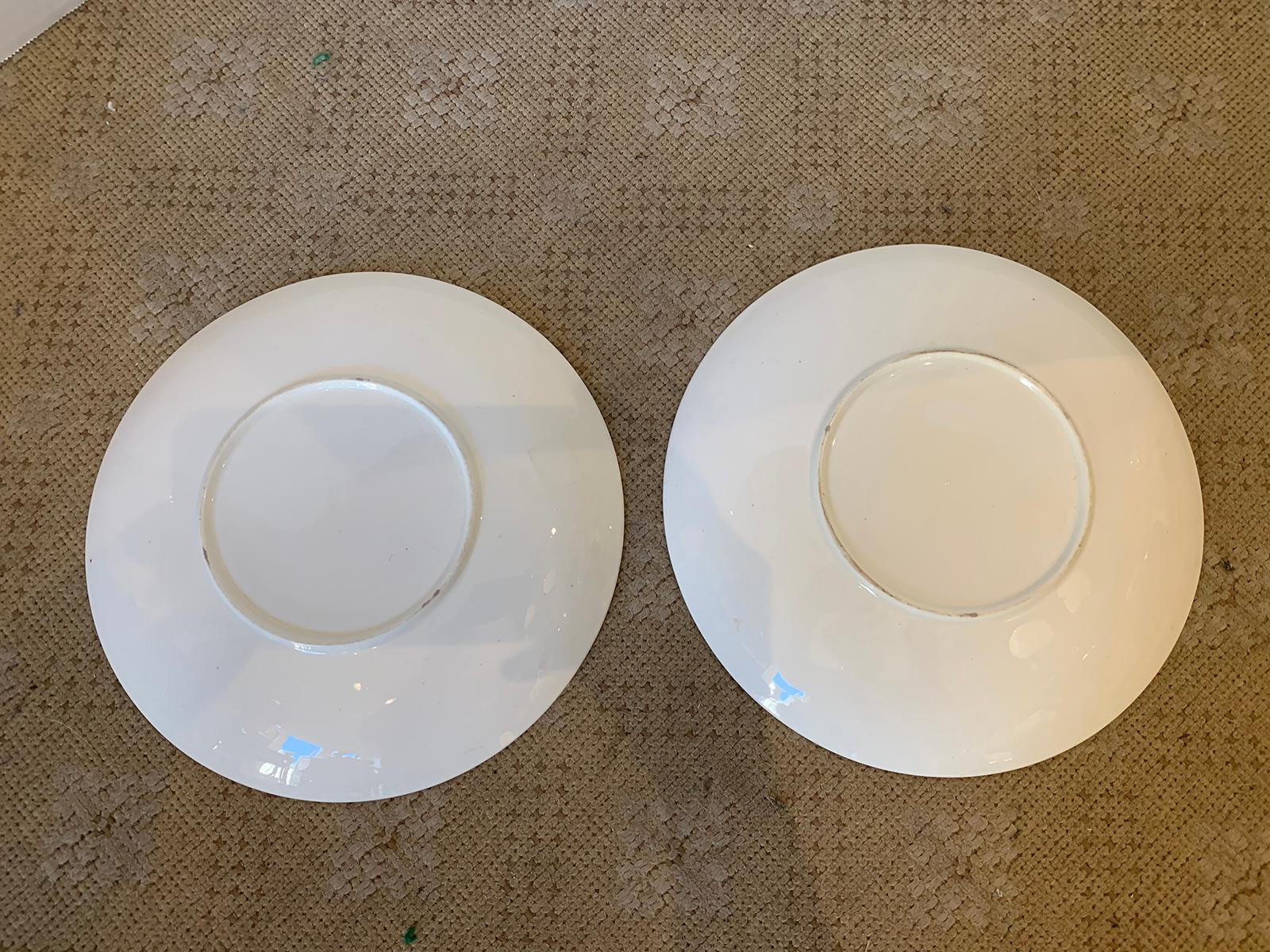 Pair of 19th-20th Century English Porcelain Dinner Plates, Unmarked For Sale 8
